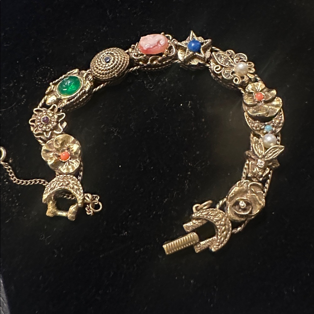 Vintage Goldette Slider Bracelet with Colorful Accents - Picture 2 of 3